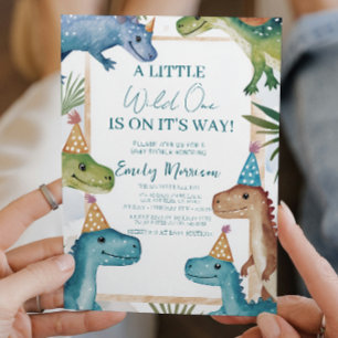 Invitation Un sauvage et des dinosaures et Baby shower