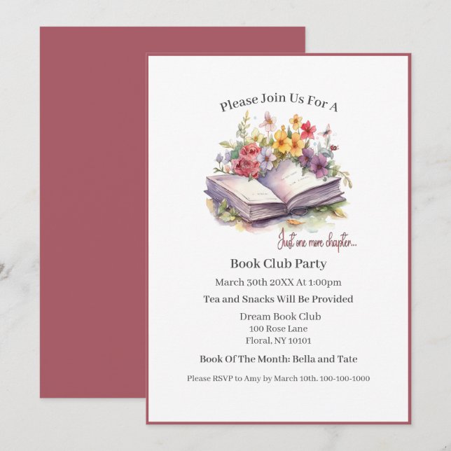 Invitation Un seul chapitre de plus - Book Club (Devant / Derrière)