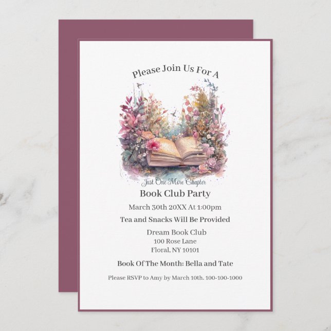 Invitation Un seul chapitre de plus - Book Club (Devant / Derrière)