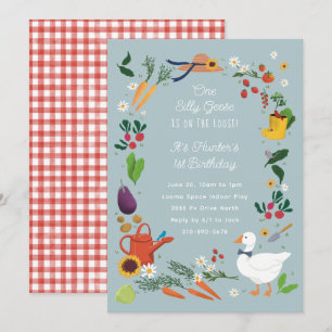 Invitation Un Silly Goose Farmer Jardin Thème Anniversaire