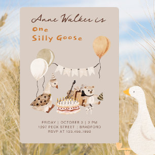 Invitation Un Silly Goose Neutral Première fête d'anniversair