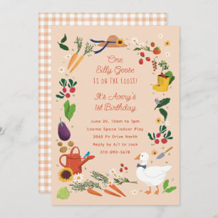 Invitation Un Silly Goose Peach Farmer Jardin Thème Anniversa