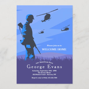 Invitation Un soldat et un hélicoptère Accueil militaire