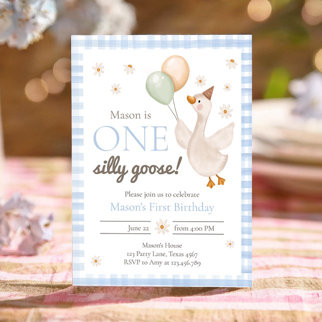 Invitation Un sot Goose Spring Party Ferme premier anniversai (Créateur téléchargé)