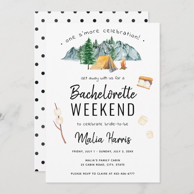 Invitation Un S'Plus Célébration Camping Bachelorette (Devant / Derrière)