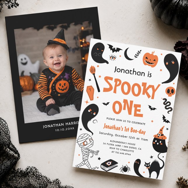 Invitation Un Spooky One Halloween 1er Anniversaire Garçon  (Créateur téléchargé)