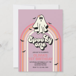 Invitation Un Spooky One Retro Halloween Fantôme 1er Annivers