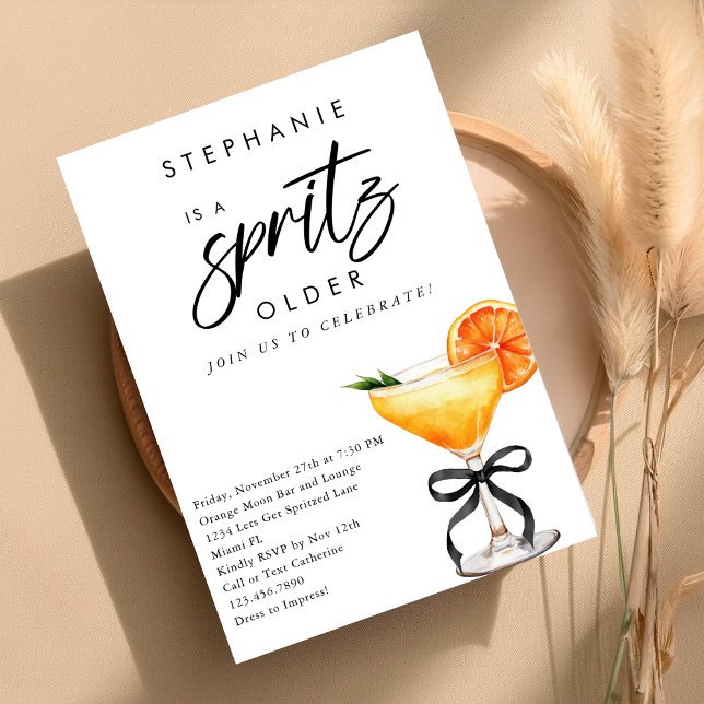 Invitation Un Spritz plus vieux cocktail orange Black Bow Ann (Créateur téléchargé)