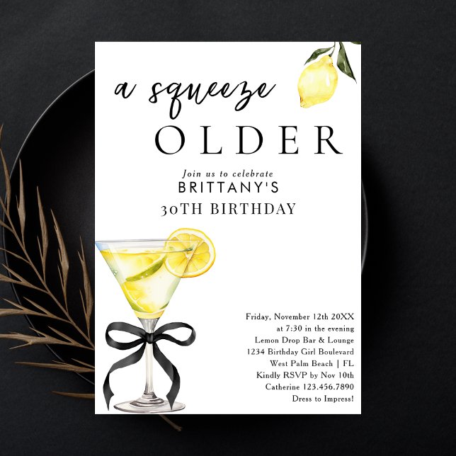 Invitation Un Squeeze Older Lemon Drop Martini 30e Anniversai (Créateur téléchargé)