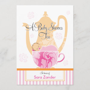 Invitation Un Tea Party Baby shower Fille