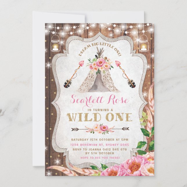 Invitation Un Teepee floral sauvage de Boho d'invitation (Devant)