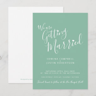 Invitation Un texte simple et un mariage blanc vert coeur inv
