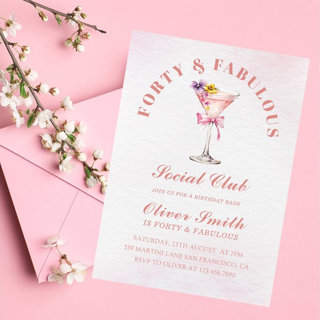 Invitation Un Tini Bit Martini plus âgé Quarante et fabuleux  (Créateur téléchargé)