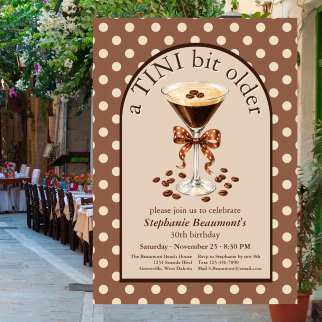 Invitation Un Tini Bit Older Martini Espresso Brun Arche 30èm (Créateur téléchargé)