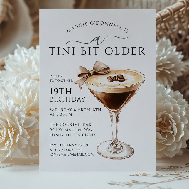 Invitation Un Tini Bit plus vieux Espresso Martini 19e annive (Créateur téléchargé)