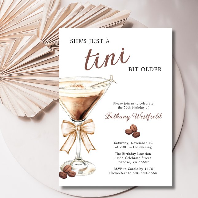Invitation Un Tini Bit plus vieux Espresso Martini 50e annive (A Tini Bit Older Espresso Martini 50th Birthday Party Invitation)