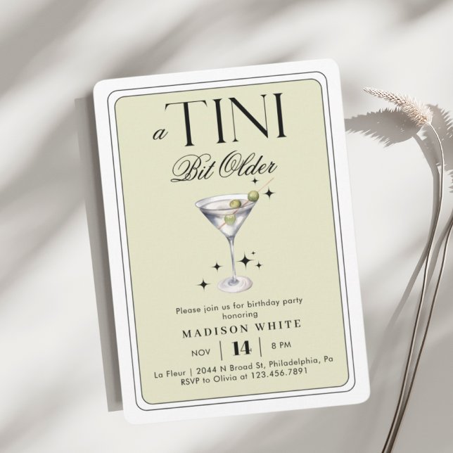 Invitation un Tini Bit plus vieux Martini Olive Anniversaire (Créateur téléchargé)