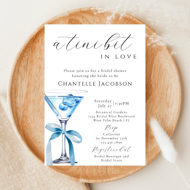 Invitation Un Tini En Amour Fête des mariées Martini Bleu (Créateur téléchargé)
