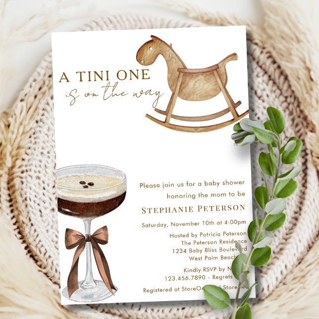 Invitation Un Tini en route, Baby Shower Espresso Martini (Créateur téléchargé)