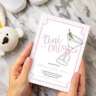 Invitation Un Tini est sur le chemin Baby shower rose des ray