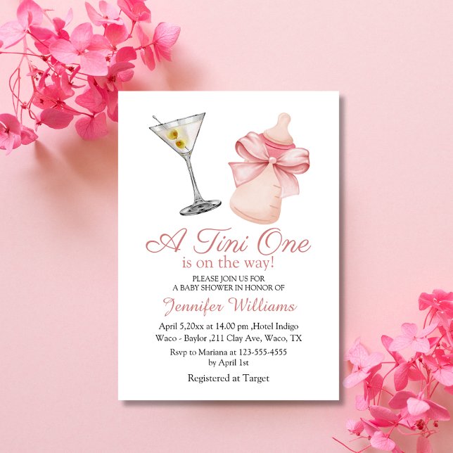 Invitation un tini on est en route, baby shower martini fille (Créateur téléchargé)