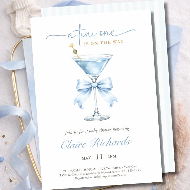 Invitation Un Tini One est en route Fête Prénatale Blue Boy (Créateur téléchargé)