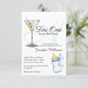 Invitation un tini one est en route, martini chic baby shower