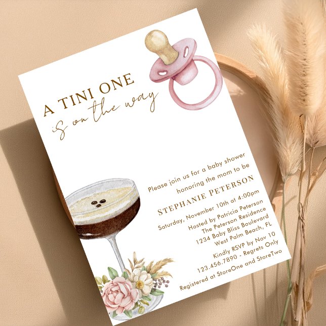 Invitation Un Tini One Rose Paci Espresso Martini Baby Shower (Créateur téléchargé)