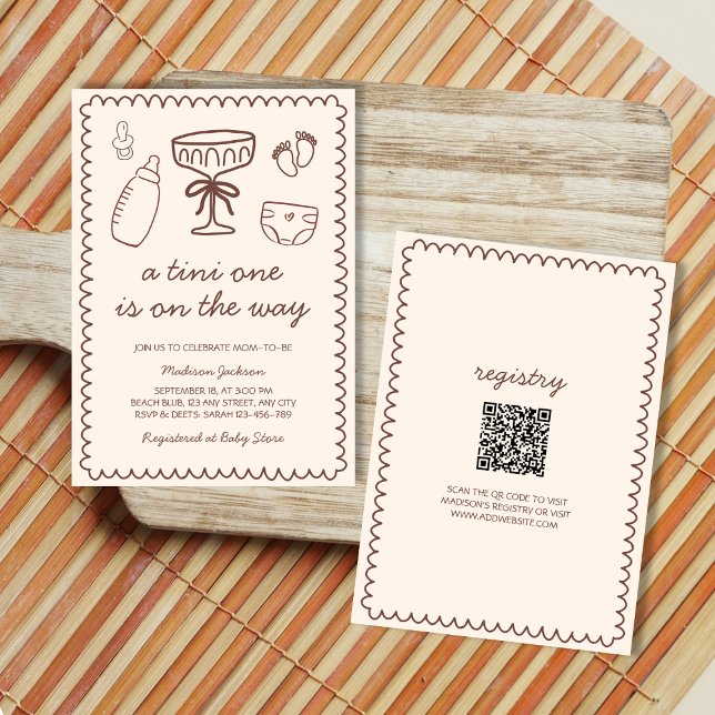 Invitation Un Tini Sur Le Chemin Baby shower Joueur (A Tini One On The Way Playful Baby Shower Invitation)