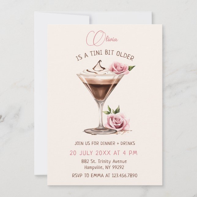 Invitation Un Tini Un Peu Plus Ancien Espresso Floral Martini (Devant)