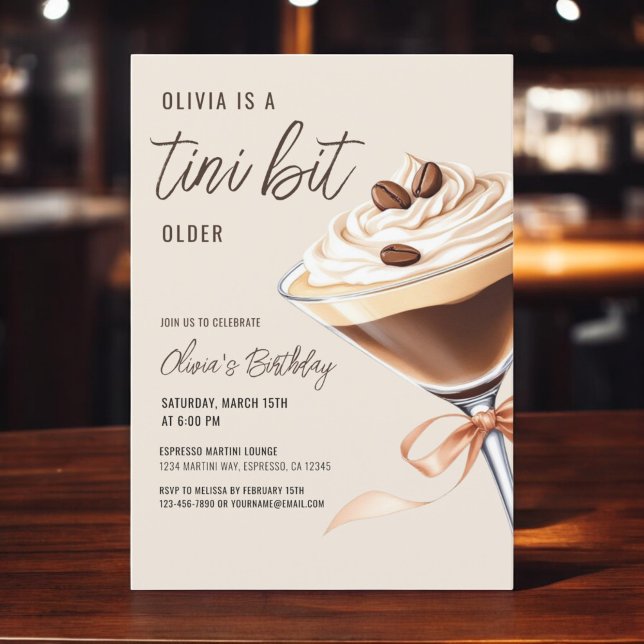 Invitation Un Tini Un Peu Plus Ancien Espresso Martini fête d (Créateur téléchargé)
