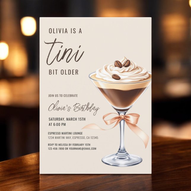 Invitation Un Tini Un Peu Plus Ancien Espresso Martini fête d (Créateur téléchargé)