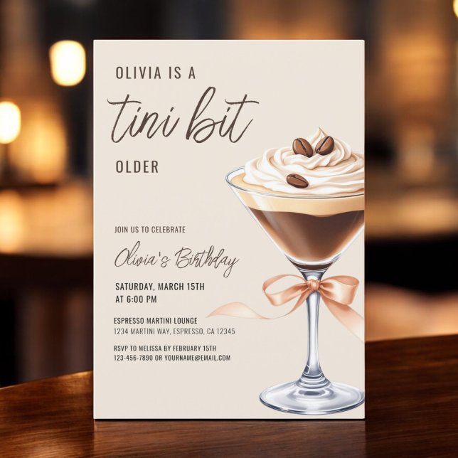 Invitation Un Tini Un Peu Plus Ancien Espresso Martini fête d (Créateur téléchargé)