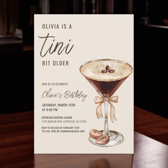 Invitation Un Tini Un Peu Plus Ancien Espresso Martini fête d (Créateur téléchargé)