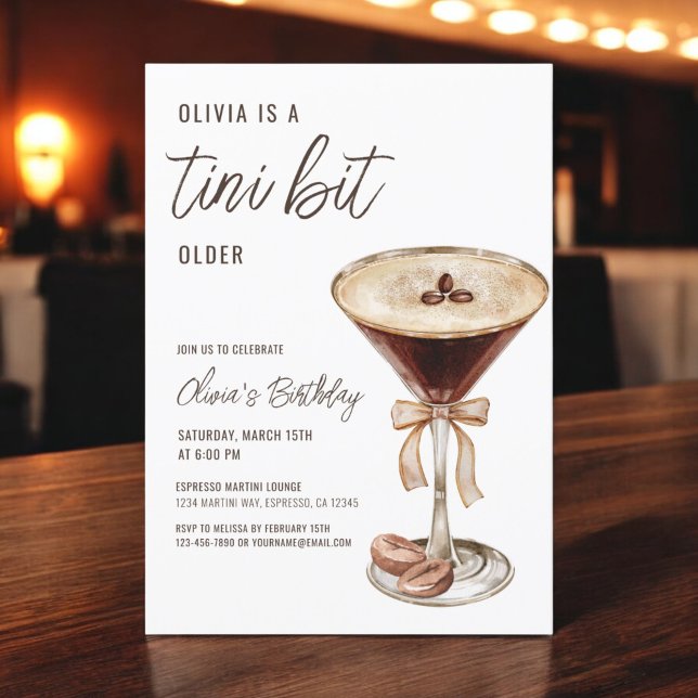 Invitation Un Tini Un Peu Plus Ancien Espresso Martini fête d (Créateur téléchargé)