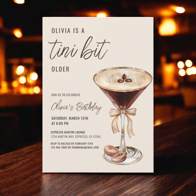 Invitation Un Tini Un Peu Plus Ancien Espresso Martini fête d (Créateur téléchargé)