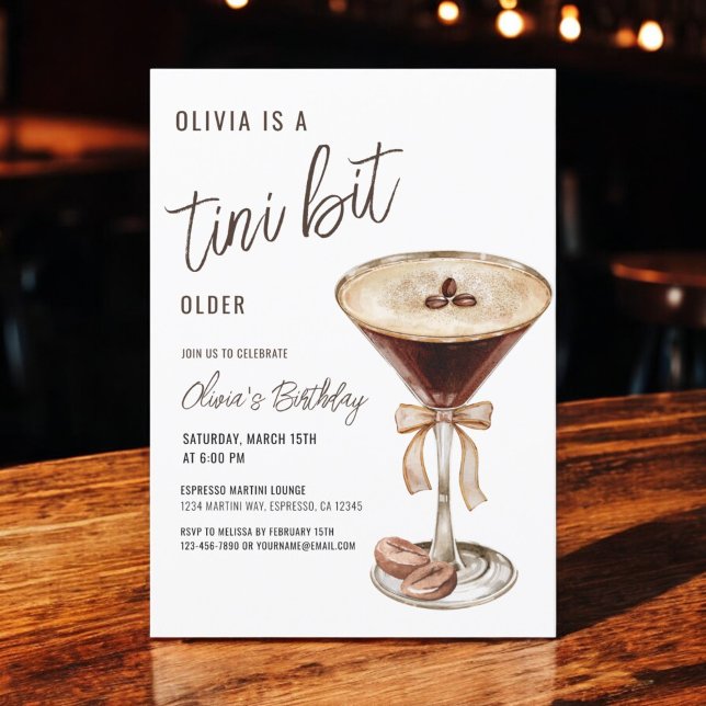 Invitation Un Tini Un Peu Plus Ancien Espresso Martini fête d (Créateur téléchargé)
