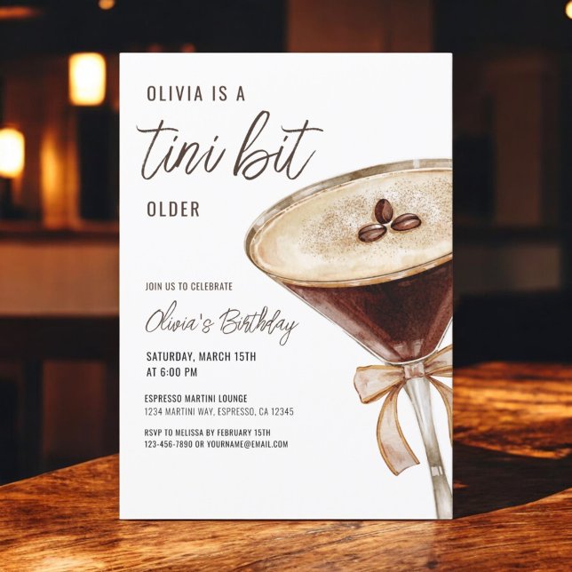 Invitation Un Tini Un Peu Plus Ancien Espresso Martini fête d (Créateur téléchargé)