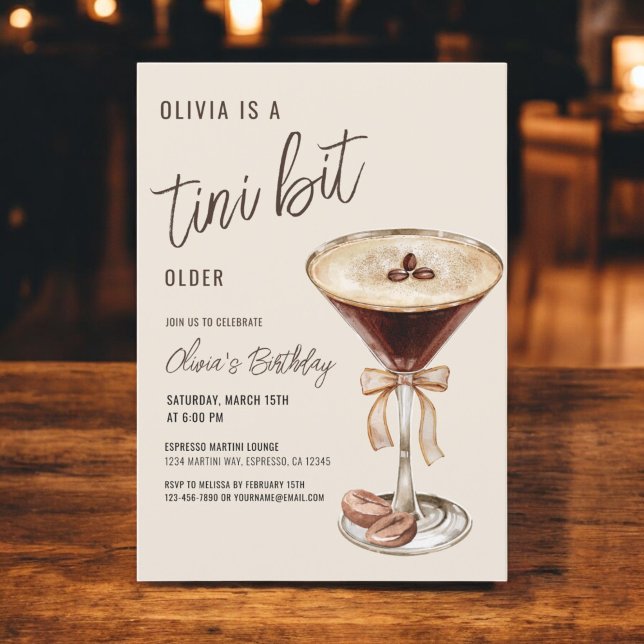Invitation Un Tini Un Peu Plus Ancien Espresso Martini fête d (Créateur téléchargé)