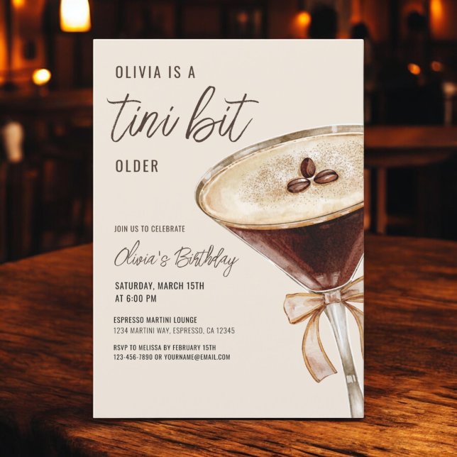Invitation Un Tini Un Peu Plus Ancien Espresso Martini fête d (Créateur téléchargé)