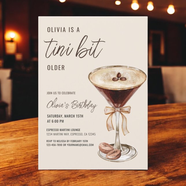 Invitation Un Tini Un Peu Plus Ancien Espresso Martini fête d (Créateur téléchargé)