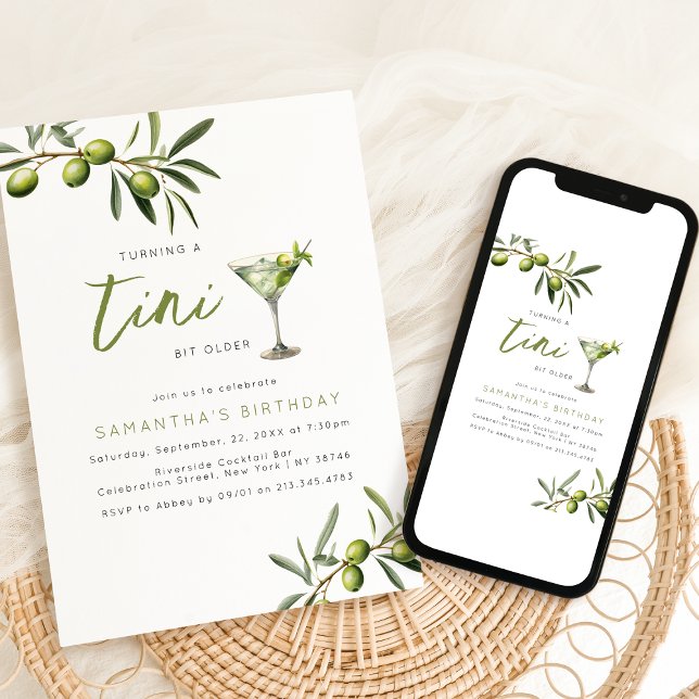 Invitation Un Tini Un Peu Plus Ancien | Fun Martini fête d'an (Créateur téléchargé)