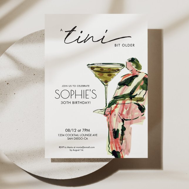 Invitation Un Tini Un Peu Plus Ancien Martini Artsy Anniversa (A Tini Bit Older Martini Artsy Birthday Invite)