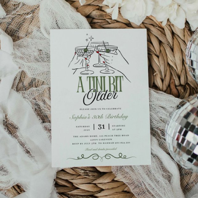 Invitation Un Tini Un Peu Plus Ancien Martini Olive Cocktail  (Créateur téléchargé)