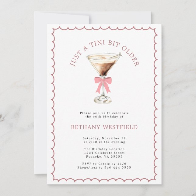 Invitation Un Tini Un Peu Plus Vieux Espresso Martini 60e Ann (Devant)