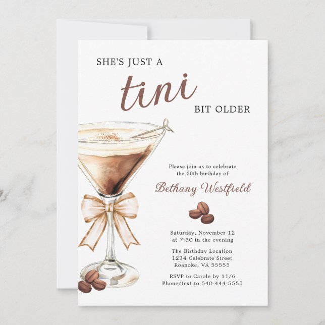 Invitation Un Tini Un Peu Plus Vieux Espresso Martini 60e Ann (Devant)