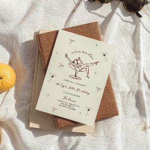 Invitation Un Tini Un Peu Plus Vieux Maroon Quirky Main Dessi