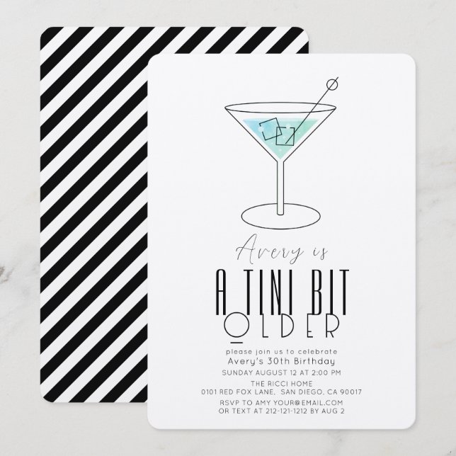 Invitation Un Tini Un peu plus vieux Martini Turquoise Modern (Devant / Derrière)