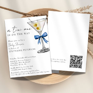 Invitation Un Tini un simple code QR Baby shower Blue Martini