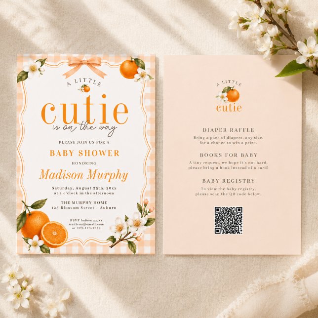 Invitation Un Tout Petit Mignon Gingham Orange Neutre  (Créateur téléchargé)